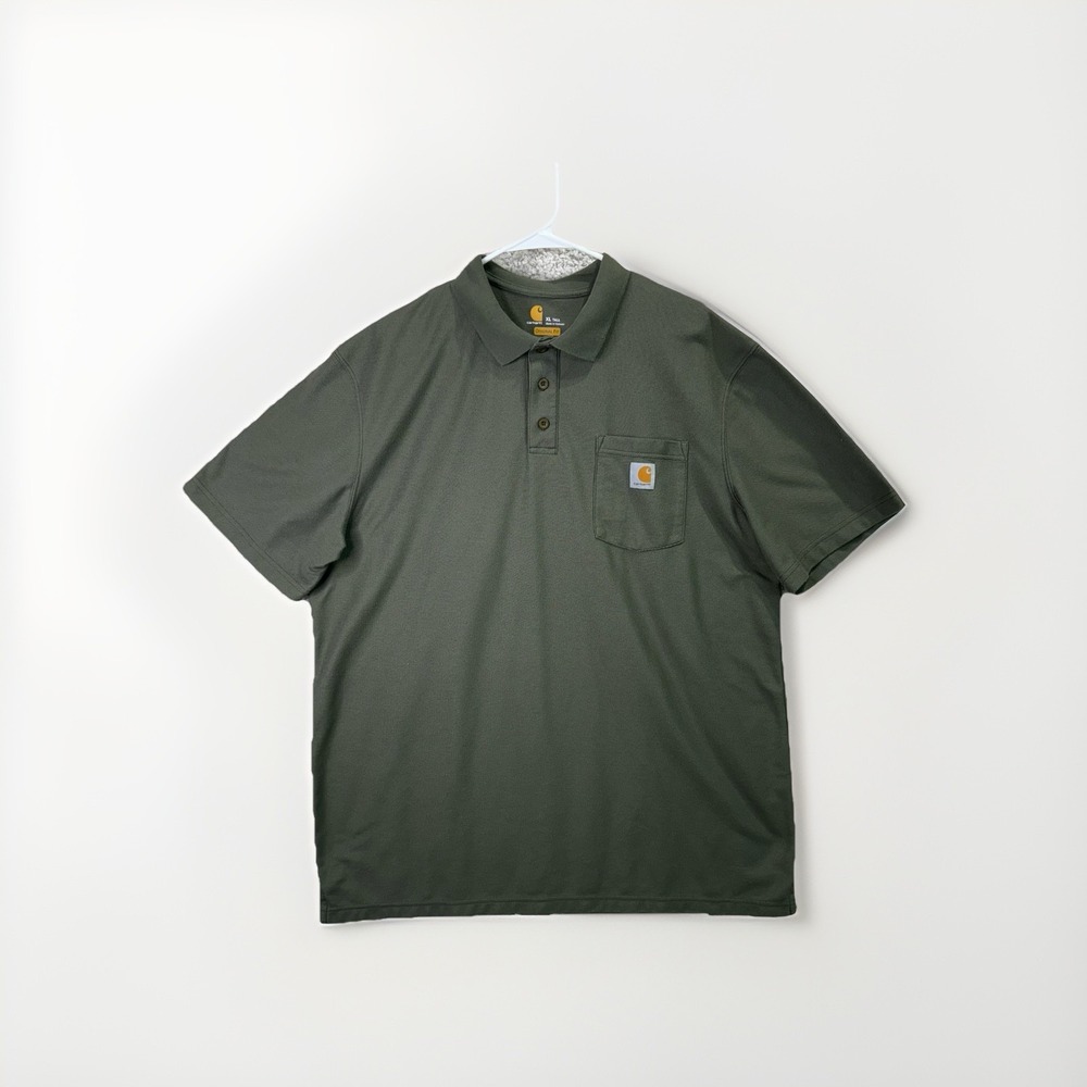 Carhartt Original Fit Collared Green Mens XL Tall Short Sleeve Polo Shirt Pocket